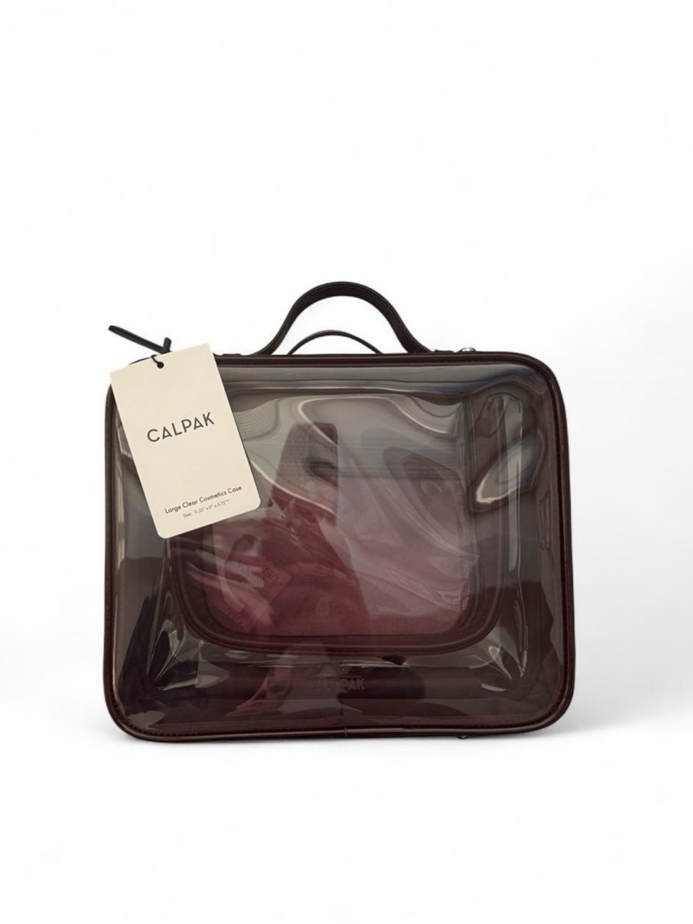 NWT Calpak Large Clear Cosmetics Case
in Glazed Dark Cherry